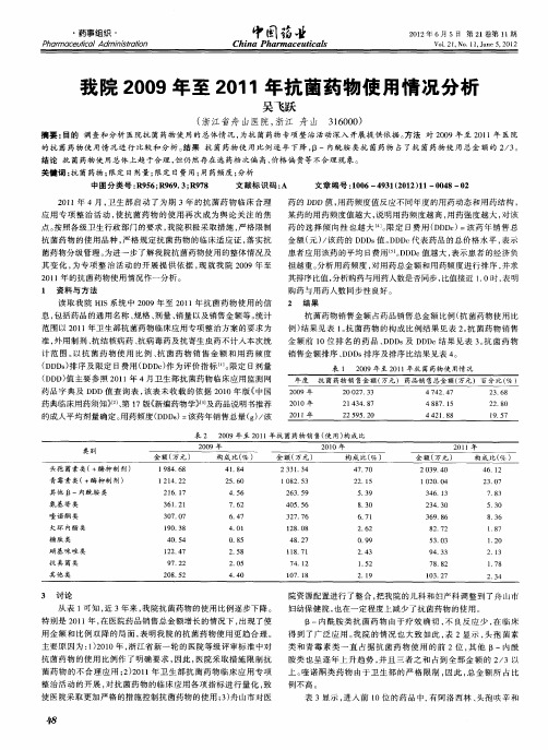 我院2009年至2011年抗菌药物使用情况分析