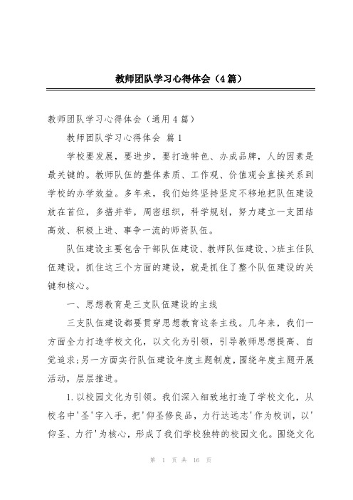 教师团队学习心得体会(4篇)