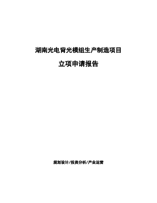 湖南光电背光模组生产制造项目立项申请报告模板