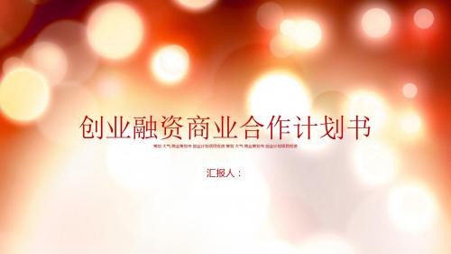 策划大气商业策划书创业计划项目投资PPT模板
