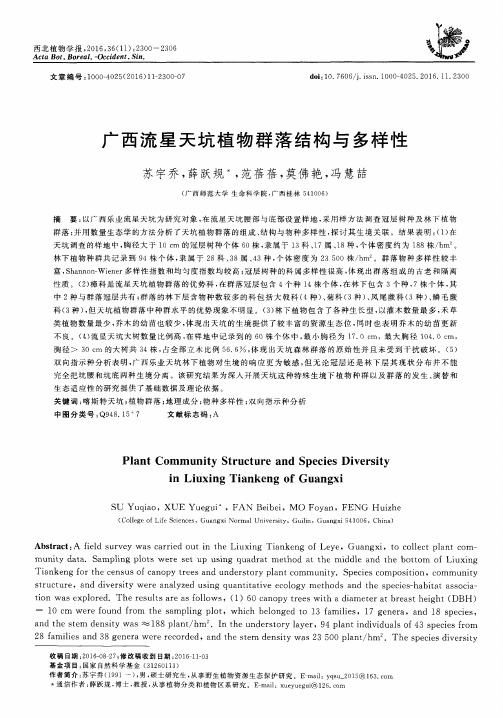 广西流星天坑植物群落结构与多样性