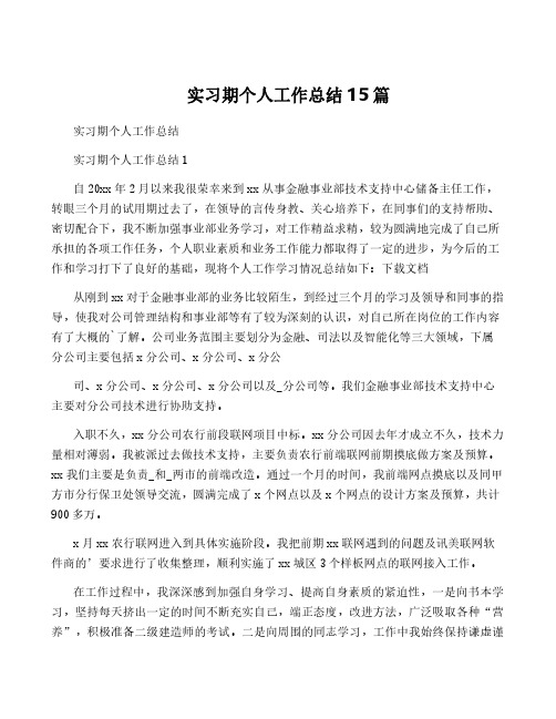 实习期个人工作总结15篇