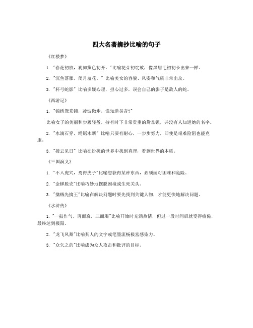 四大名著摘抄比喻的句子