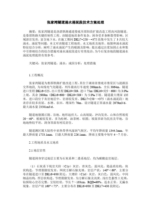 张家湾隧道涌水涌泥段技术方案处理