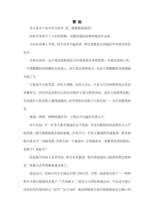雪 坟_高中作文