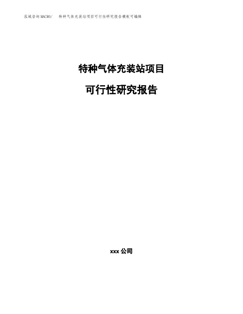 特种气体充装站项目可行性研究报告模板可编辑