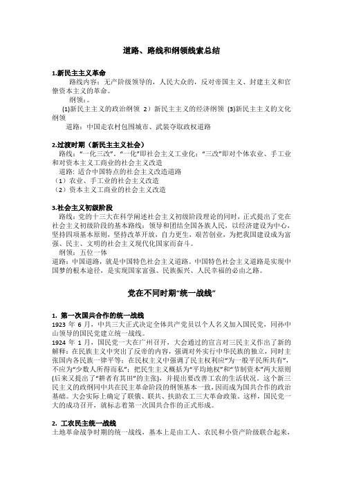 道路、路线和纲领线索总结