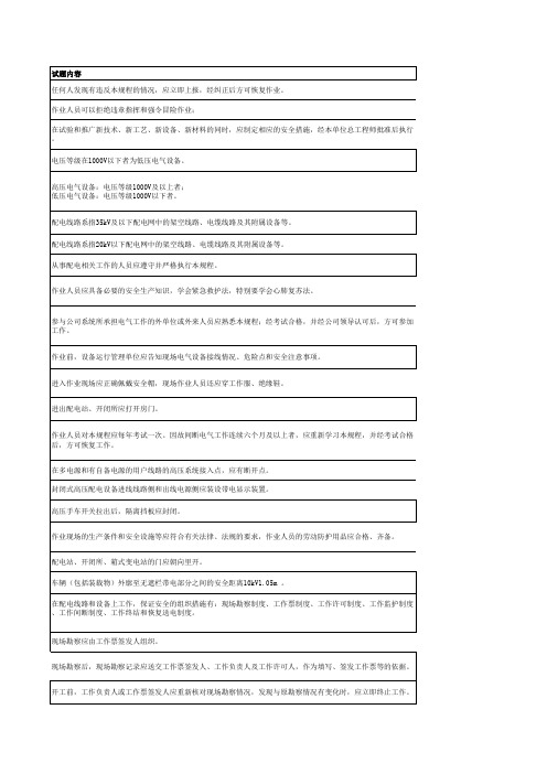 《配电安规》题库国家电网安质〔2014〕265号