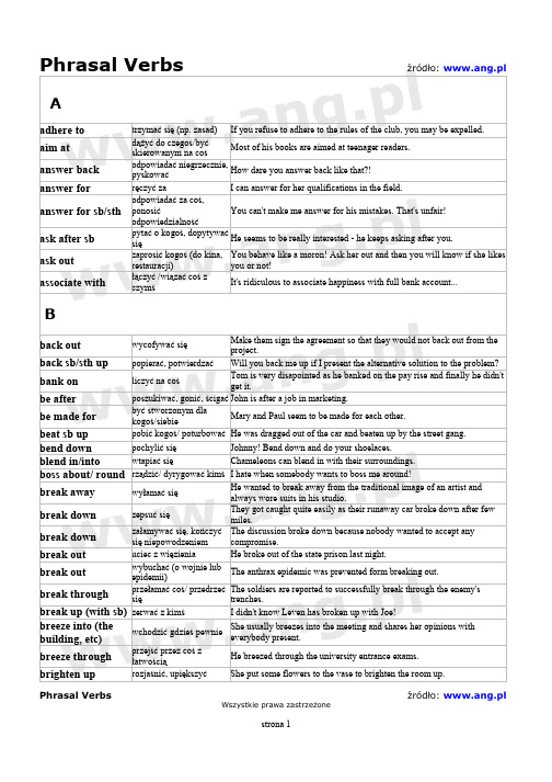 Phrasal Verbs--动词短语和用法