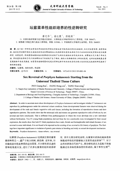 坛紫菜单性组织培养的性逆转研究