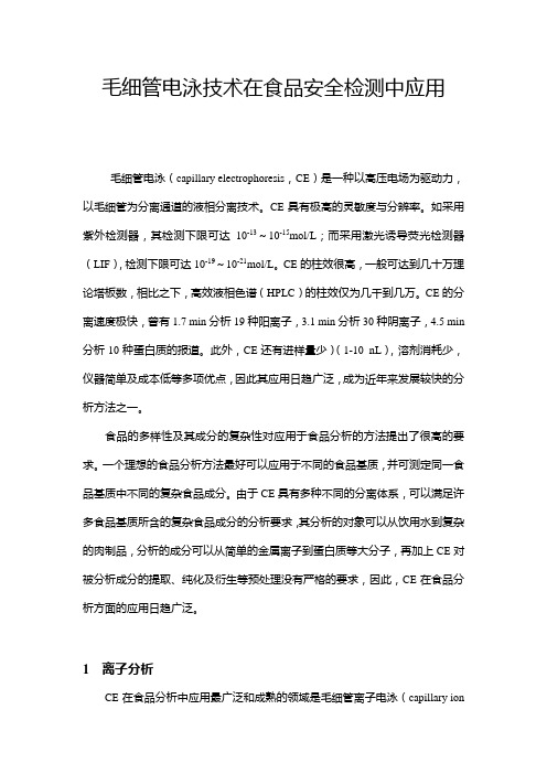 毛细管电泳技术在食品安全检测中应用