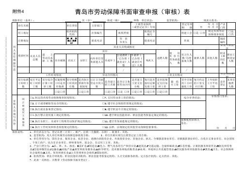 青岛市劳动保障书面审查申报(审核)表