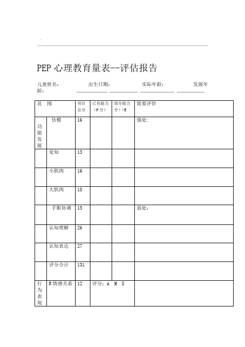 PEP 3心理教育量表 评估报告