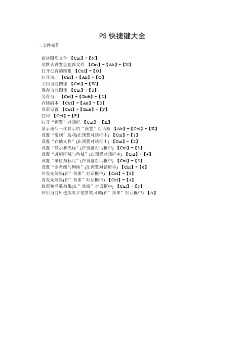 PS快捷键大全