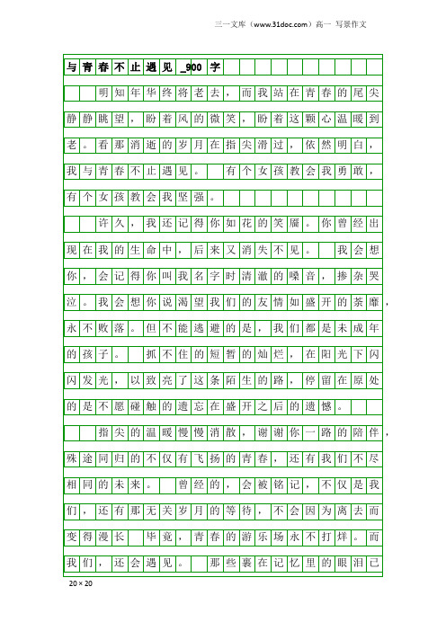高一写景作文：与青春不止遇见_900字