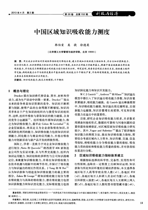 中国区域知识吸收能力测度
