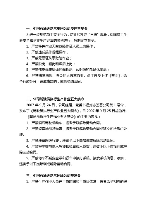 “三项禁令”及“保命条款”学习资料
