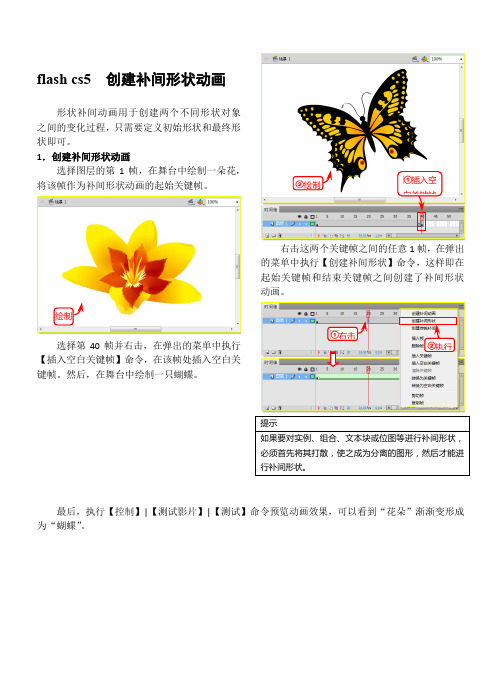 flash cs5  创建补间形状动画