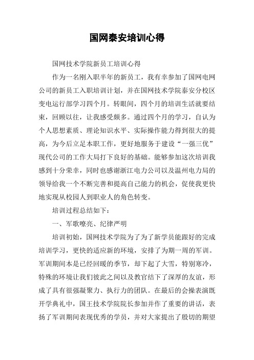 国网泰安培训心得