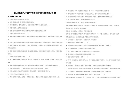 新人教版九年级中考语文字词专题训练40题