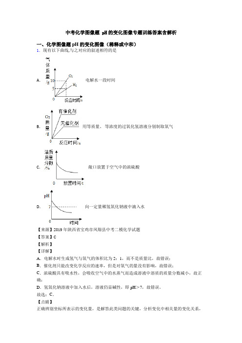 中考化学图像题 pH的变化图像专题训练答案含解析