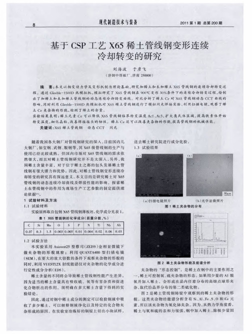 基于CSP工艺X65稀土管线钢变形连续冷却转变的研究