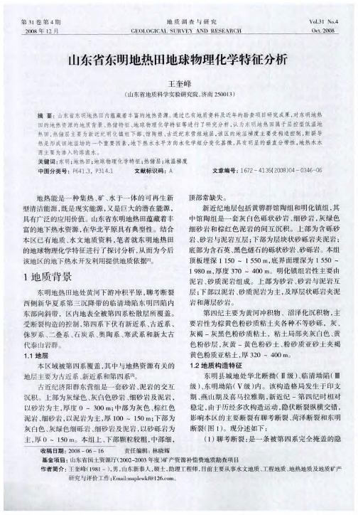 山东省东明地热田地球物理化学特征分析