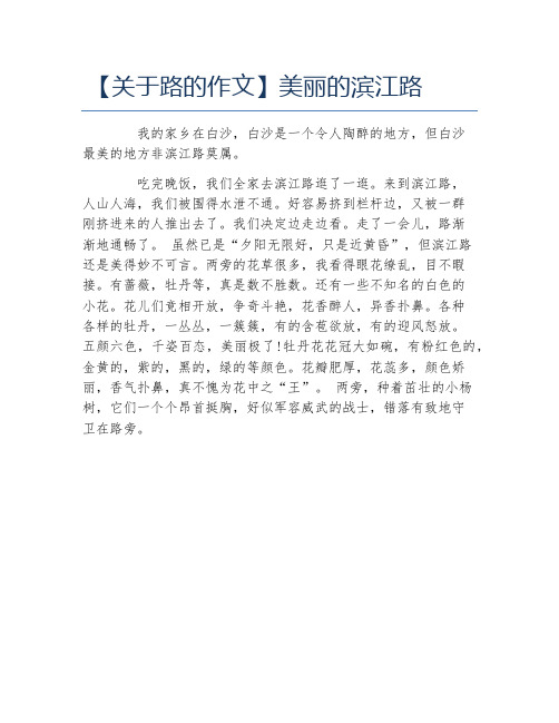 关于路的作文美丽的滨江路