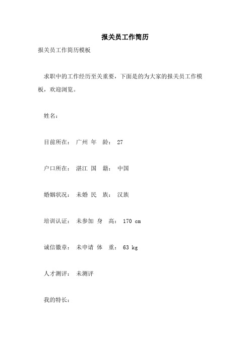 报关员工作简历