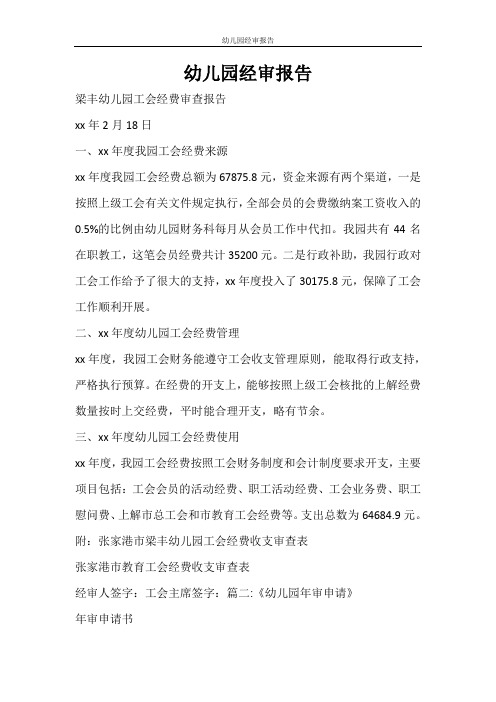 工作报告 幼儿园经审报告