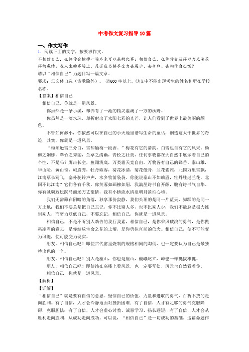 中考作文复习指导10篇