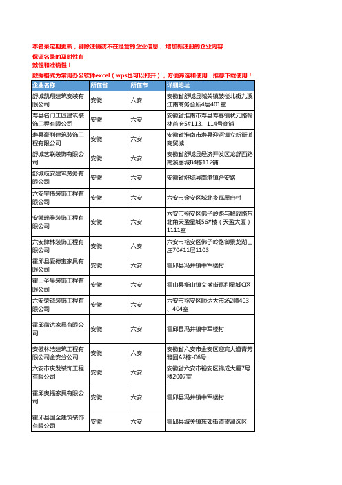2020新版安徽六安装饰工程企业公司名录名单黄页联系方式大全192家