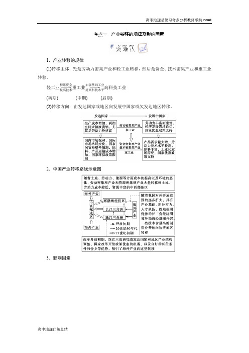 新课程改革高中地理总复习高考地理考点分析考点一产业转移的规律及影响因素