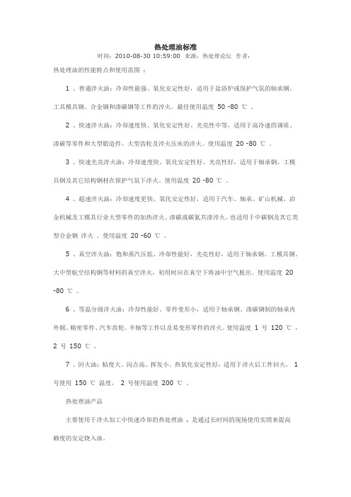 热处理油标准