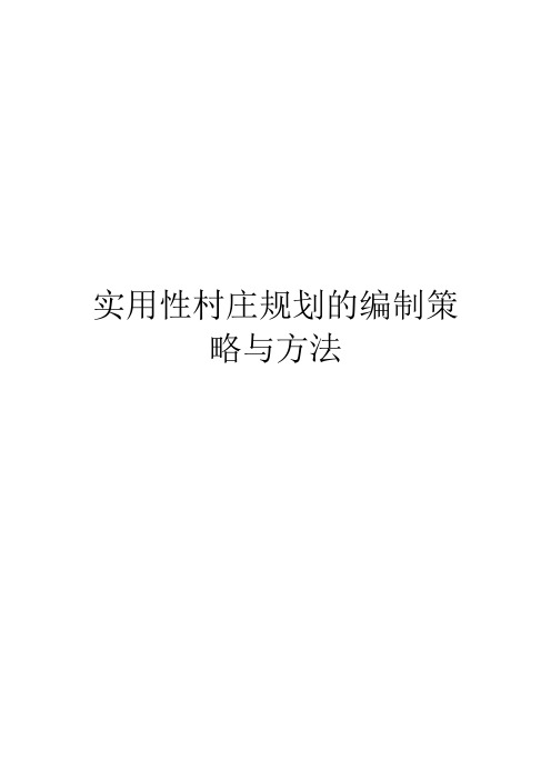 实用性村庄规划的编制策略与方法