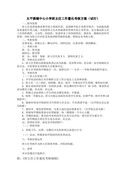 班主任量化考核方案