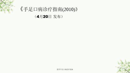 医学手足口病诊疗指南课件
