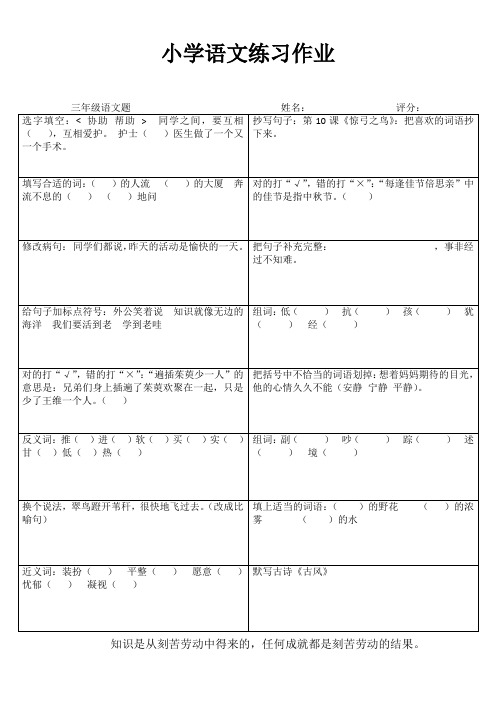 小学三年级语文综合运用III (46)