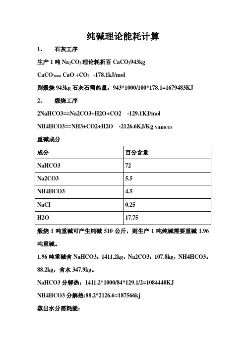 纯碱理论能耗计算