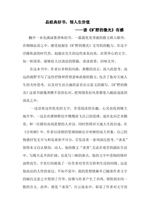 读《旷野的微光》有感