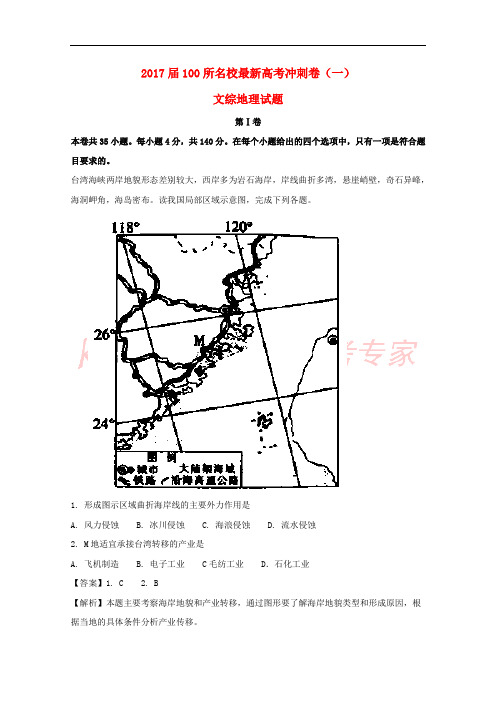 2017届高考地理冲刺卷(一)(含解析)