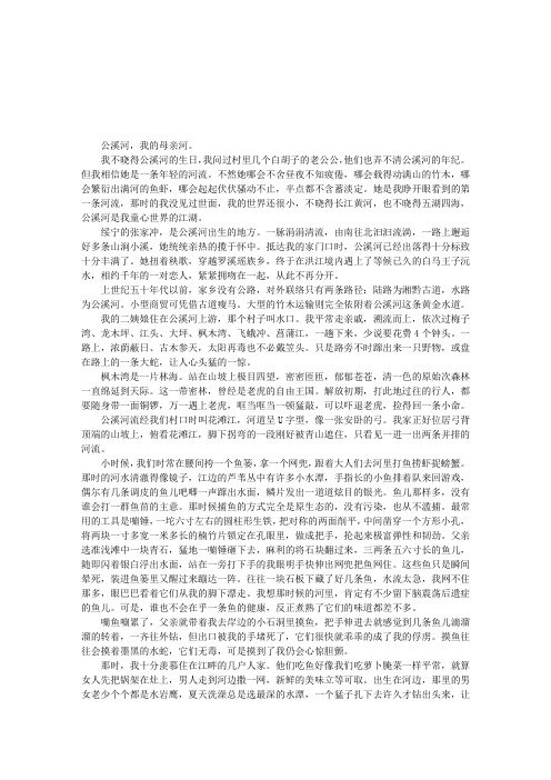 怀念我的母亲河