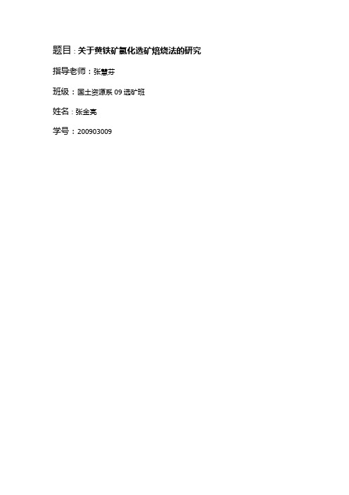 关于黄铁矿氯化选矿焙烧法的研究Word 97-2003 文档 (2)