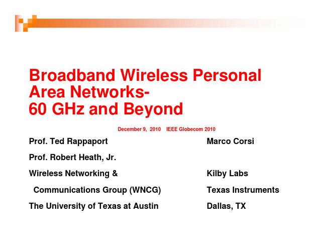 IEEE Globecom 60 GHz Panel Thurs