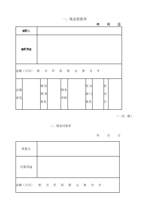 办公室常用表格现金借款单