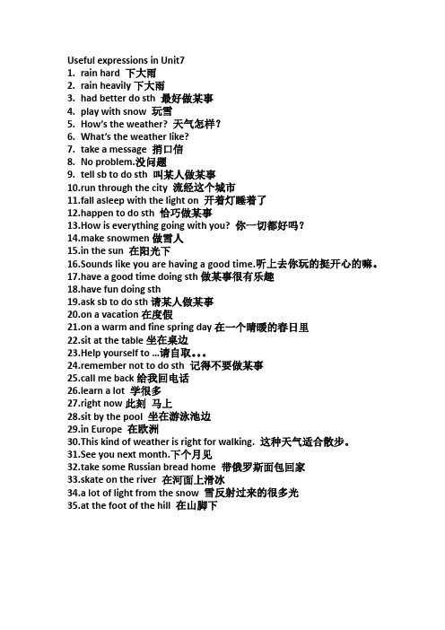 Useful expressions in Unit7
