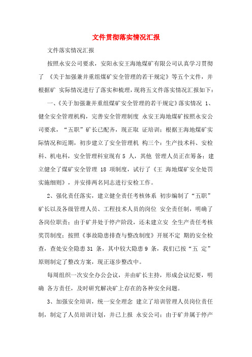 文件贯彻落实情况汇报