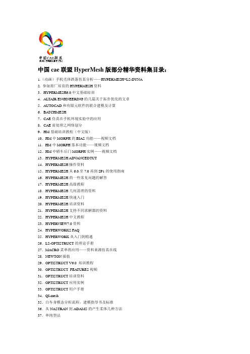 HyperMesh版部分精华资料集目录