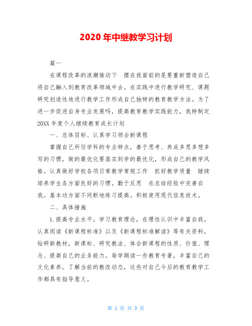 2020年中继教学习计划