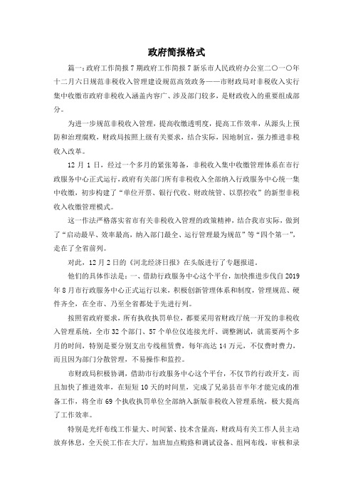 最新-政府简报格式 精品
